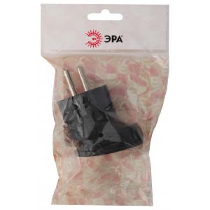 Вилка 16А с/з ЭРА угловая 250В Черная