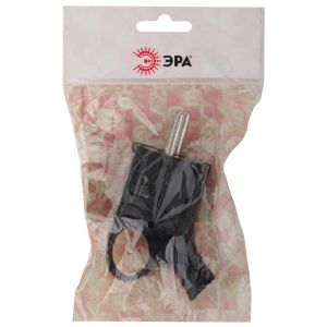 Вилка 16А с/з ЭРА угловая с кольцом 250В Черная Vx4-B