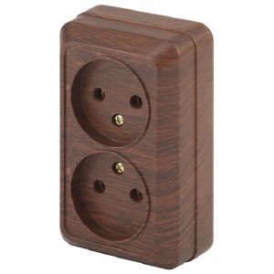 Розетка о/у Эра Intro Quadro двойная б/з 16А-250В IP20 Венге