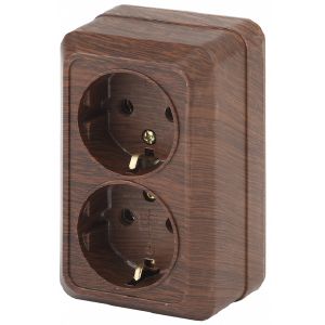 Розетка о/у Эра Intro Quadro двойная с/з 16А-250В IP20 Венге