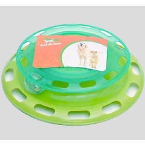 Игровой комплекс для кошек «Пижон» с отсеками для лакомств/кошачьей мяты и шариком, зелёный