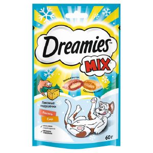 Лакомые подушечки для кошек Dreamies с лососем и сыром 60 г