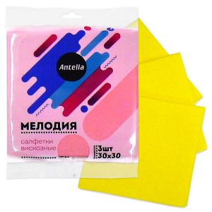 Салфетки Мелодия вискозные впитывающие набор 3 шт 30*38 см Антелла 104802