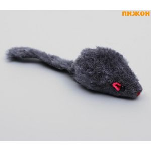 Мышь меховая однотонная 6,5 см, серая Пижон