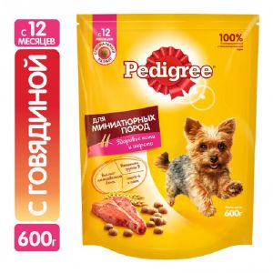 Сухой корм Pedigree для взрослых собак миниатюрных пород с говядиной, 600 г