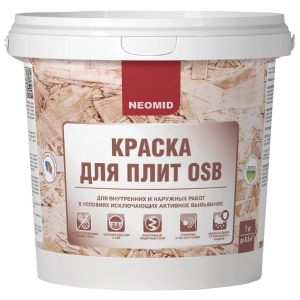 Краска водно-дисперсионная, Neomid, акриловая, для плит OSB, полуматовая 1 кг