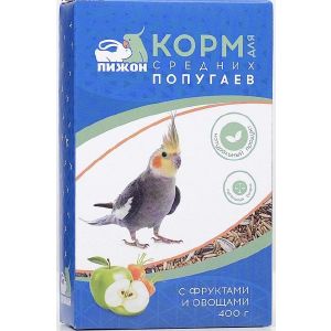 Корм «Пижон» для средних попугаев, с овощами и фруктами, 400 г