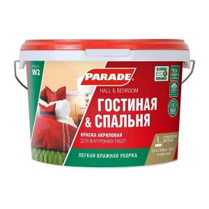 Краска акриловая PARADE W2 Гостиная & Спальня Белая матовая 2,5л