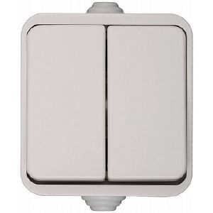 Выключатель СВЕТОЗАР БАТТЕРФЛЯЙ двухклавишный, цвет белый, 10А/~250В