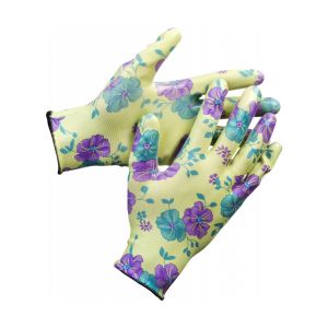 Перчатки нейлоновые садовые, с нитрилом, размер L, зеленые 168107