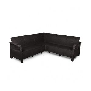 Диван пластиковый угловой  Альтернатива Ротанг 200х200х79 см Мокко М8838