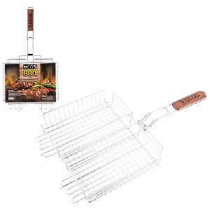 Решетка-гриль Ecos Optima+, глубокая, с деревянной ручкой, 31x24x5,5 см