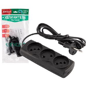 Удлинитель ENGY «Эконом» 1,7м/3роз. (ШВВП 2х0,75) черный