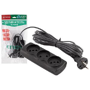 Удлинитель ENGY «Эконом» 5м/3роз. (ШВВП 2х0,75) черный