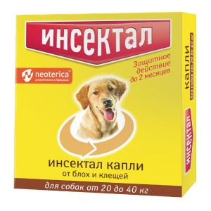 Капли от блох и клещей для собак Инсектал от 20 до 40 кг N104