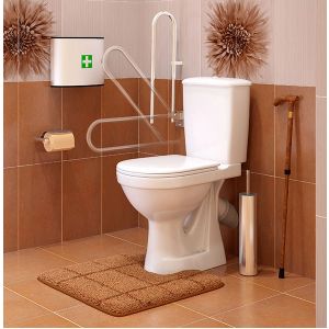 Унитаз-компакт Персона белый КОМФОРТ (кос, нижн, однореж. с откидным нержав. поручнем) (Ст. Оскол)