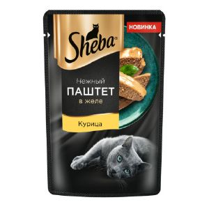 Влажный корм для кошек SHEBA паштет с курицей в желе, пауч, 75 г