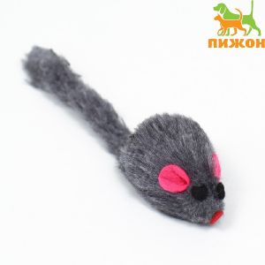 Игрушка для кошек «Малая мышь меховая», серая, 5 см