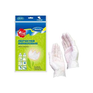 Перчатки ВИНИЛОВЫЕ 10шт. размер M 70103