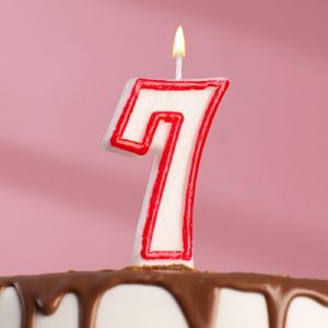 Свеча для торта цифра «7», ободок цветной, 7 см, МИКС 403517