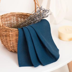 Полотенце вафельное 34х50 см, индиго, 160 гр/м2, хлопок 100%  5501404