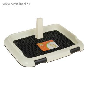 Туалет для собак 46,5 х 35,5 х 5,5 см, со съёмным бортом, решеткой и столбиком, чёрный  3244349