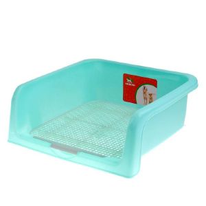 Туалет для собак с высокими бортами и съемной сеткой 42х41х16 см, зеленый   3880602