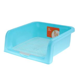 Туалет для собак с высокими бортами и съемной сеткой 42х41х16 см, голубой   3880603