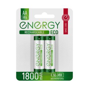 Аккумулятор Energy Eco NIMH-1800-HR6/2B, типоразмер АА, 1800 мАч, 2 В, 2 шт