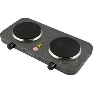 Плита электрическая настольная Homestar HS-1104, 2 чугунные конфорки, серая, 1000 Вт