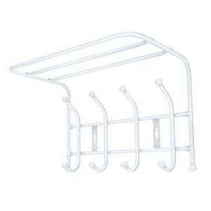 Вешалка настенная с полкой Nika, 4 крючка, 40,5 x 26,5 x 24,5 см, матовый белый ВП4/МБ