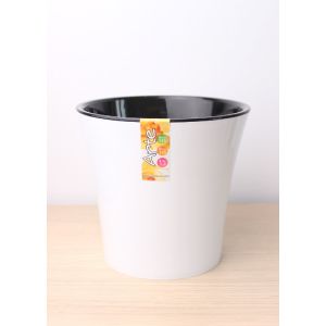 [049093] ГОРШОК АРТЕ 1,2 л. белый-черный d-13,5 h-12,5 см