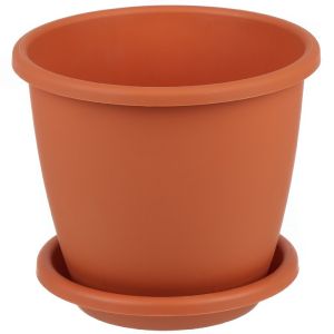 Горшок для цветов Альтернатива Афина, с поддоном, 3 л, коричневый М6542