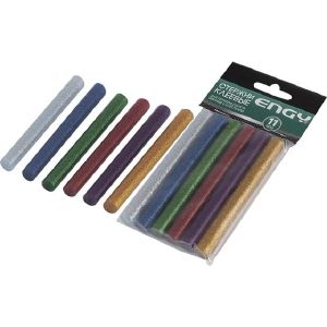 Стержни клеевые цветные, с блестками,11х100 мм, 6 шт