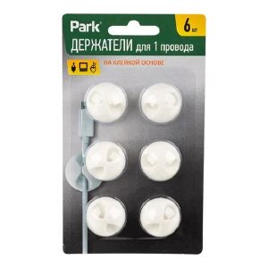 Держатели для 1 провода на клейкой основе, цвет-белый, 6шт