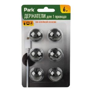 Держатели для 1 провода на клейкой основе, цвет-черный, 6шт