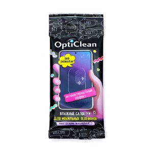 Влажные салфетки OptiClean, для мобильных телефонов, 15 шт. 744297