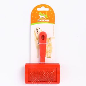 Пуходерка полукруглая малая с каплями, 8,5 х 13 см, красная   7437960