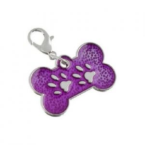 Адресник под гравировку «Косточка с лапками» с карабином, 3 х 1,5 см, фиолетовый   7149004