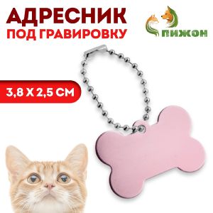 Адресник под гравировку «Косточка», 3,8 х 2,5 см, розовый перламутр   7294987