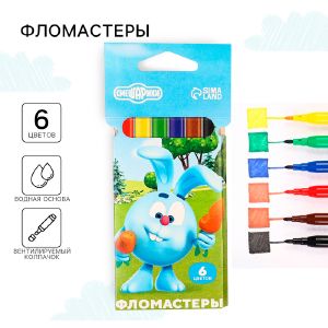 Фломастеры «Смешарики», 6 цветов, вентилируемый колпачок   9631828