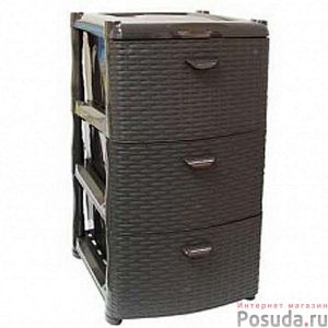 [М 2811] Комод  РОТАНГ (3 секции) (коричневый ротанг)