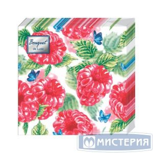Салфетки бумажные 24*24см 3сл 25шт МАЛИНКА Bouquet de Luxe 37092
