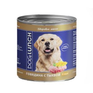 Влажный корм для собак Dog Lunch Говядина с тыквой в соусе 750 г, ж/б