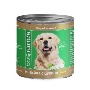 Влажный корм для собак Dog Lunch Индейка с цукини в соусе 750 г, ж/б