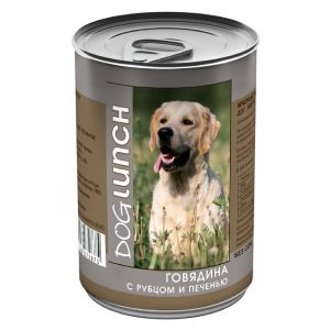 Влажный корм для собак Dog Lunch Говядина с рубцом и печенью в желе 410 г, ж/б 2875