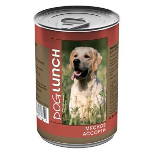 Влажный корм для собак Dog Lunch Мясное ассорти в желе 410 г, ж/б 2851