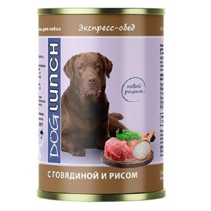 Влажный корм для собак Dog Lunch Экспресс-обед с говядиной и рисом 410 г, ж/б 9669