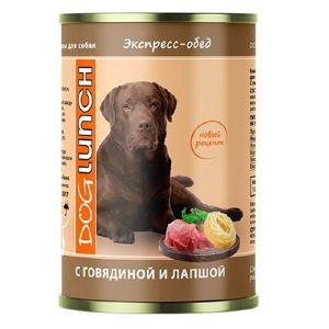 Влажный корм для собак Dog Lunch Экспресс-обед с говядиной и лапшой 410 г, ж/б 9690