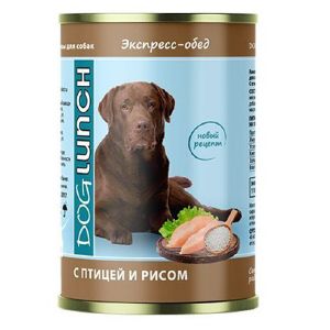 Влажный корм для собак Dog Lunch Экспресс-обед с птицей и рисом 410 г, ж/б 9706